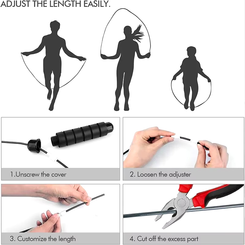 Adjustable Tangle-Free Speed Jump Rope with Ball Bearings & Foam Handles for Home Workouts and Fitness