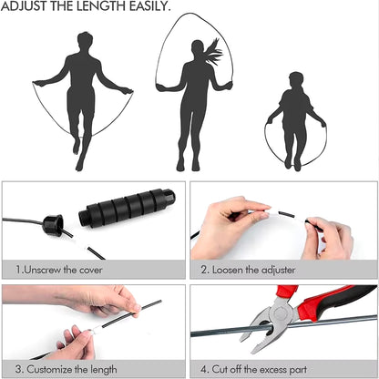 Adjustable Tangle-Free Speed Jump Rope with Ball Bearings & Foam Handles for Home Workouts and Fitness