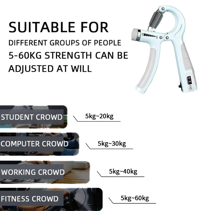 Adjustable 5-60Kg Hand Grip Strengthener with Counter - Ultimate Forearm and Wrist Exerciser for Muscle Building