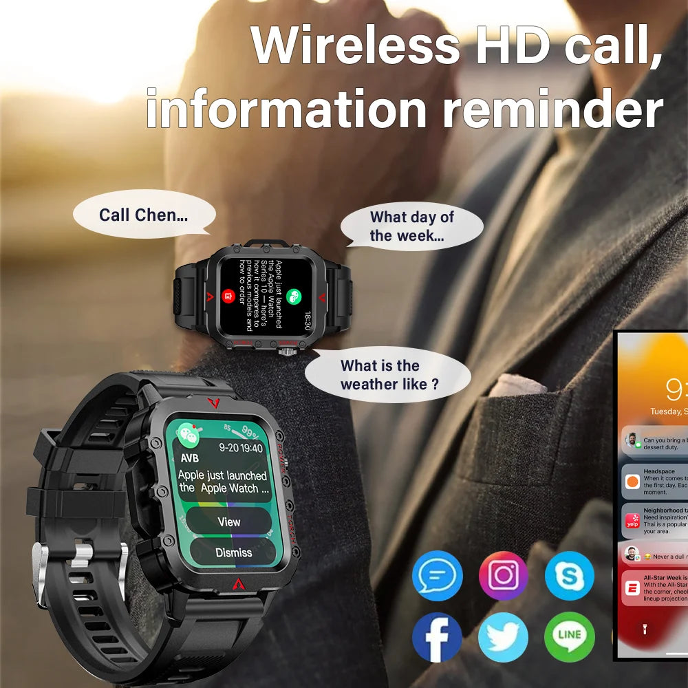Men's Smart Watch with LED Flashlight - Ultimate Outdoor Sports Companion & Health Monitor