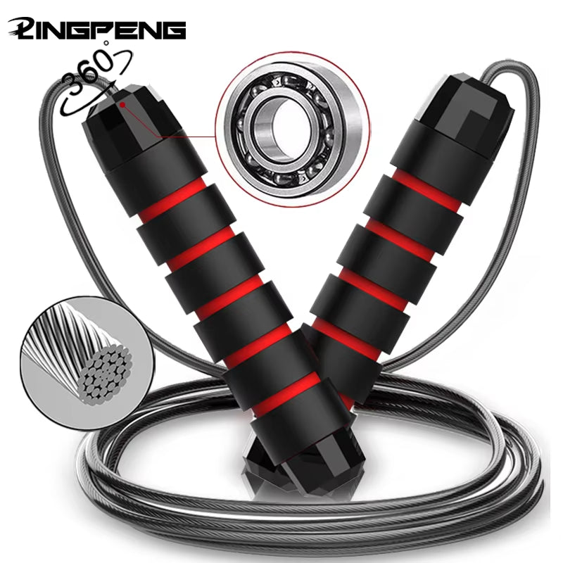 Adjustable Tangle-Free Speed Jump Rope with Ball Bearings & Foam Handles for Home Workouts and Fitness