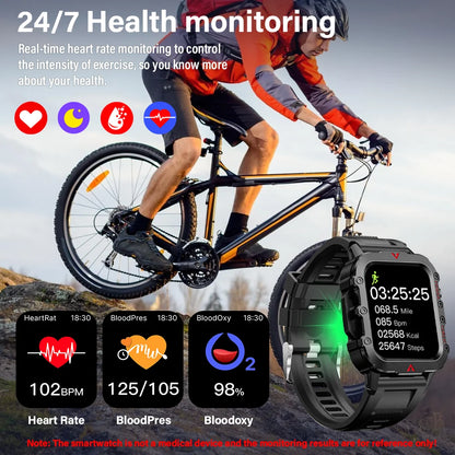 Men's Smart Watch with LED Flashlight - Ultimate Outdoor Sports Companion & Health Monitor