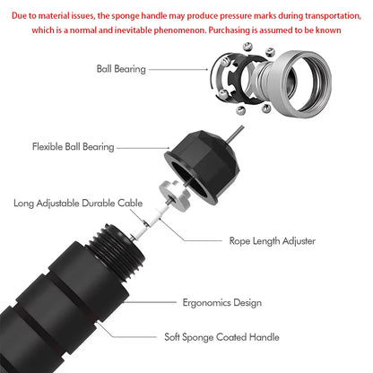 Adjustable Tangle-Free Speed Jump Rope with Ball Bearings & Foam Handles for Home Workouts and Fitness