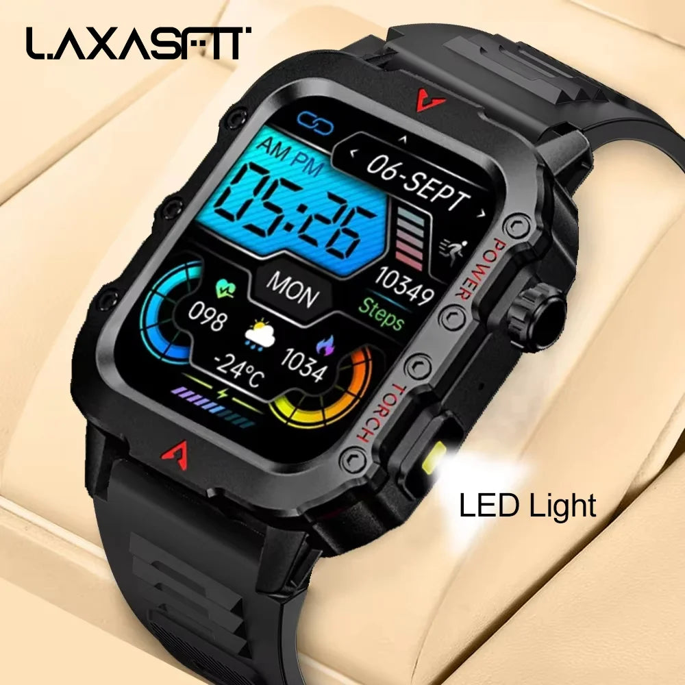 Men's Smart Watch with LED Flashlight - Ultimate Outdoor Sports Companion & Health Monitor