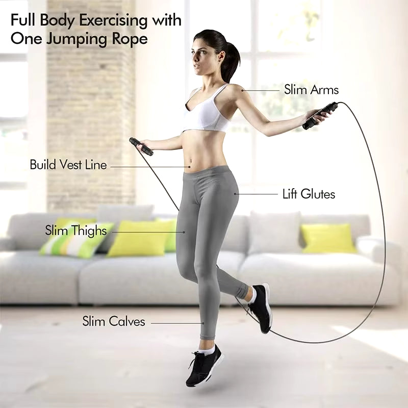 Adjustable Tangle-Free Speed Jump Rope with Ball Bearings & Foam Handles for Home Workouts and Fitness