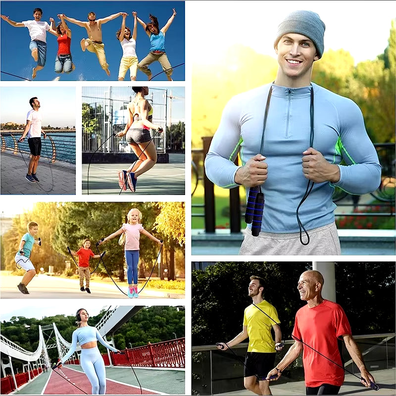 Adjustable Tangle-Free Speed Jump Rope with Ball Bearings & Foam Handles for Home Workouts and Fitness