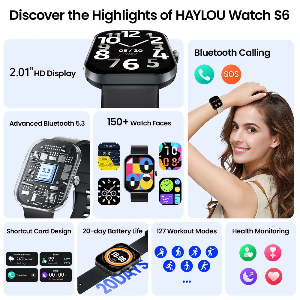 S6 Smart Watch for Men - Voice Calling, Health Monitoring, IP68 Waterproof, Smart Notifications & Voice Assistant