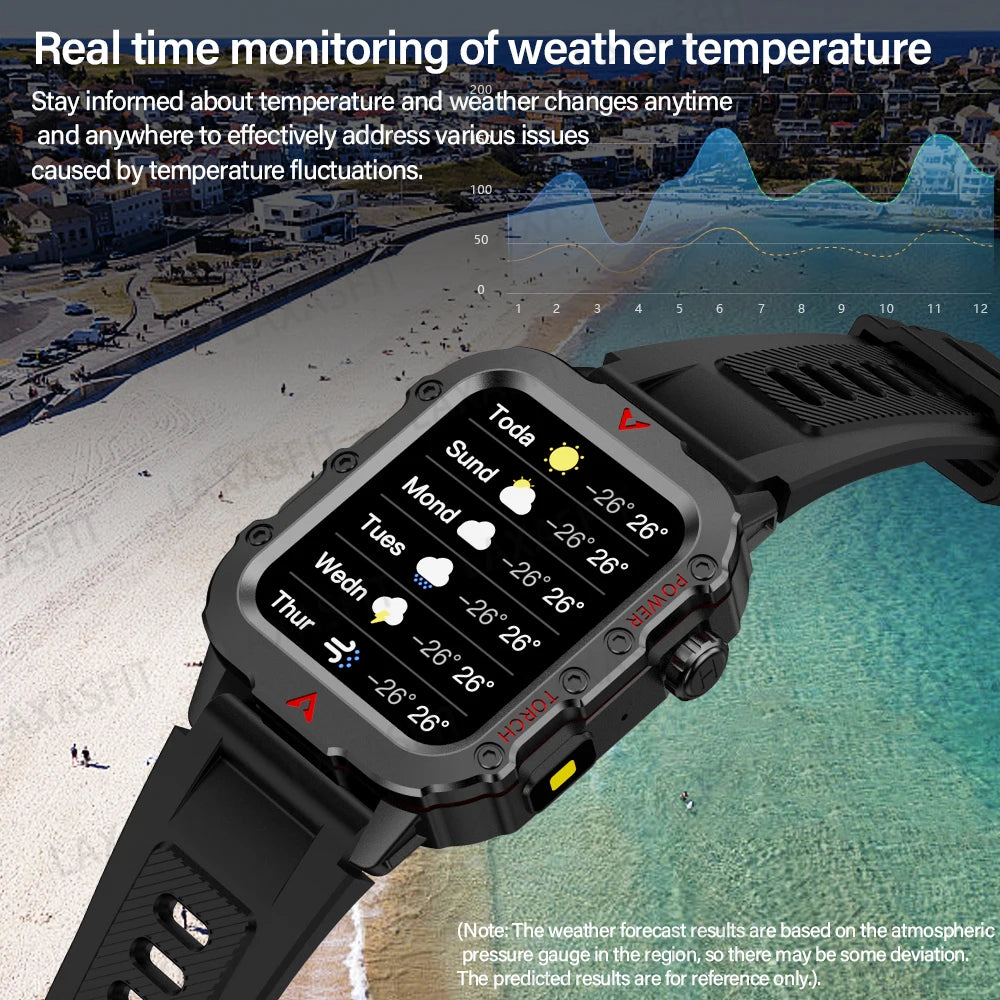 Men's Smart Watch with LED Flashlight - Ultimate Outdoor Sports Companion & Health Monitor