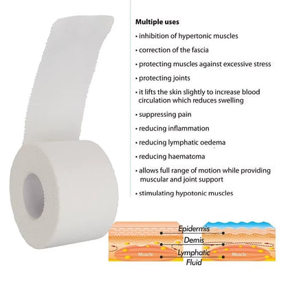 Premium Waterproof Cotton Adhesive Tape for Sports Injuries - 12.5/25/50mm Rolls, Elastic Bandage for Muscle Support