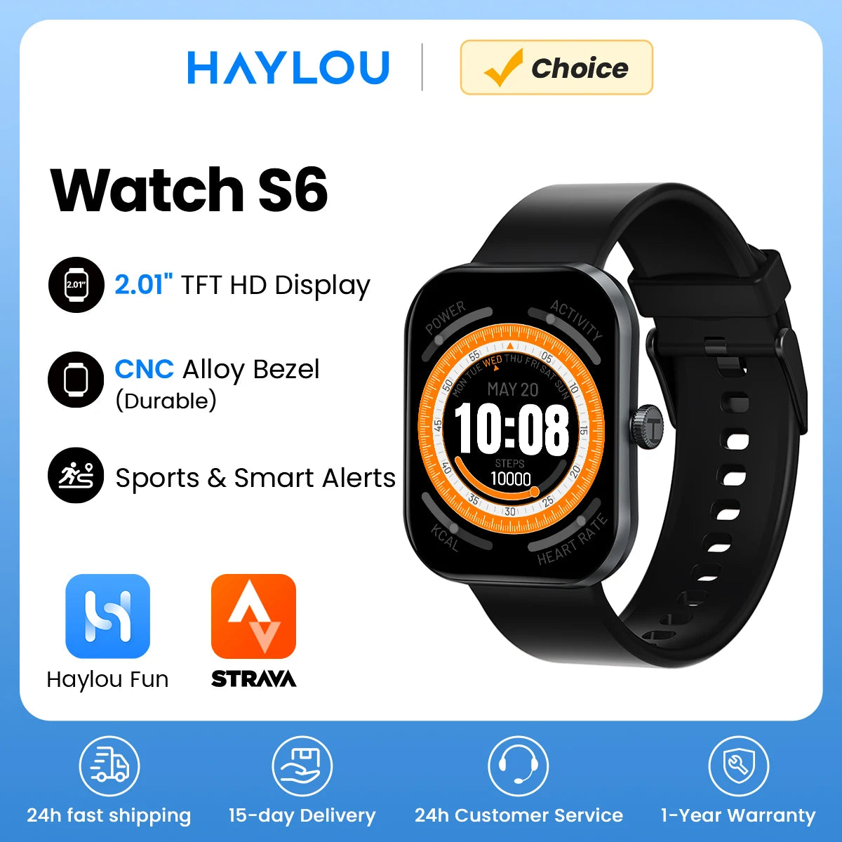 S6 Smart Watch for Men - Voice Calling, Health Monitoring, IP68 Waterproof, Smart Notifications & Voice Assistant